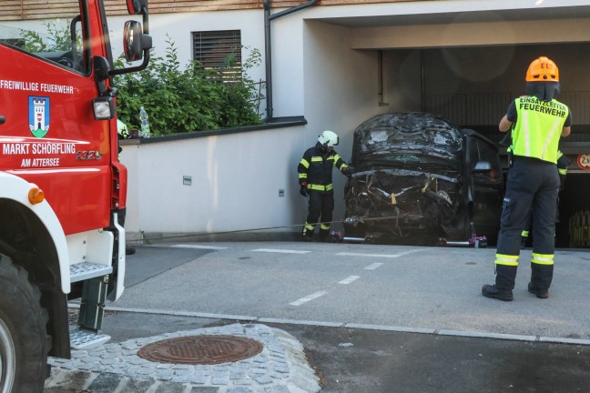 	Brand eines Autos in einer Tiefgarage eines Mehrparteienwohnhauses in Schörfling am Attersee