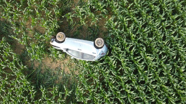 	Mehrmals überschlagen: Auto bei schwerem Verkehrsunfall in Wolfern im Maisfeld gelandet