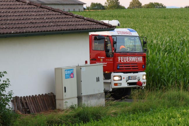 	Brand eines Gerätehauses bei einem Wohnhaus in Steinhaus schnell gelöscht