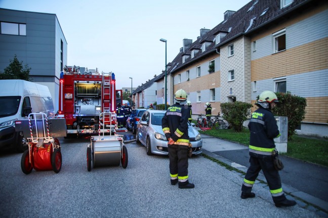 	Einsatz der Feuerwehr bei Kellerbrand in einem Mehrparteienwohnhaus in Wels-Neustadt