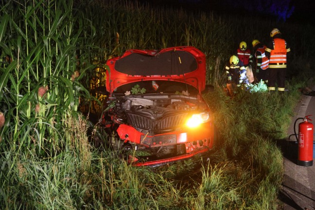 	Telefonleitungsmast gefällt: Auto in Neukirchen bei Lambach von Straße abgekommen