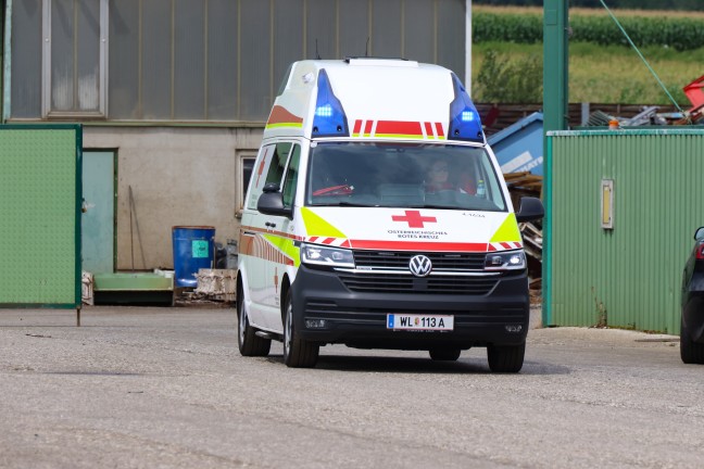 	Personenrettung: Arbeiter auf Schrottplatz in Edt bei Lambach mit Arm schwer in Radlader eingeklemmt