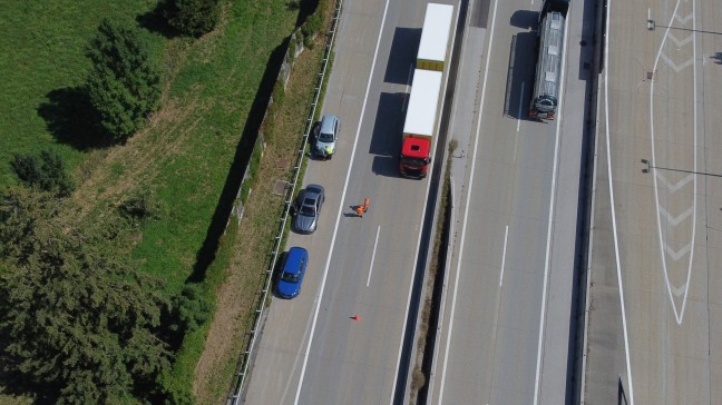 	Unfall mit mehreren Fahrzeugen auf Westautobahn bei Eberstalzell endet glimpflich