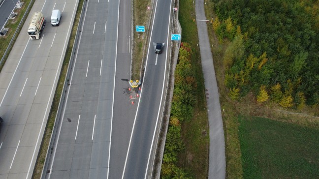 	Bei Rastplatzabfahrt: Klein-LKW auf Westautobahn bei Enns gegen Anpralldämpfer gekracht