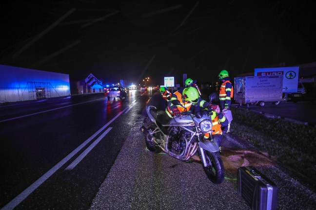 	Motorradlenker bei Sturz auf Wiener Straße in Marchtrenk leicht verletzt