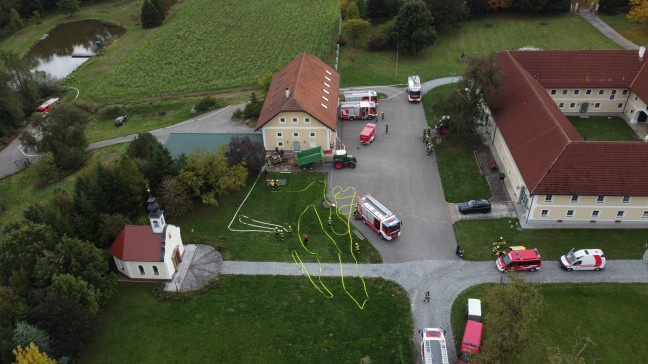 	Neun Feuerwehren bei Brand in einem Hackschnitzelbunker in Hargelsberg im Einsatz