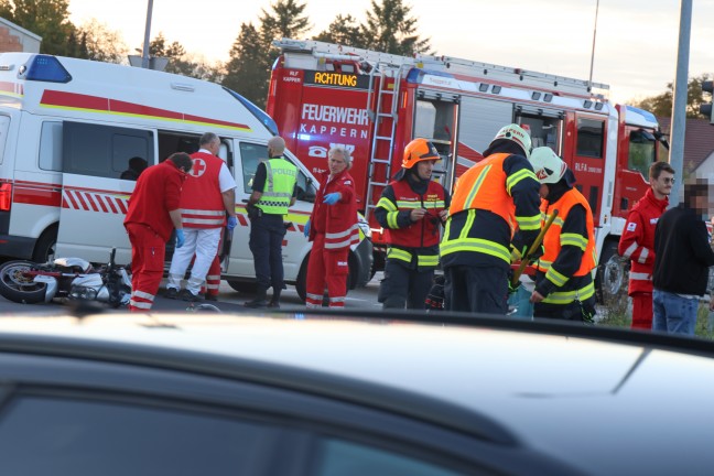 	Schwerer Verkehrsunfall zwischen PKW und Motorrad auf Wiener Straße bei Marchtrenk