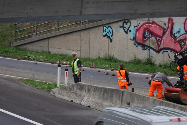 	Rübenernte auf Autobahn: LKW verlor Teil seiner Ladung auf Auffahrt zur Innkreisautobahn bei Wels