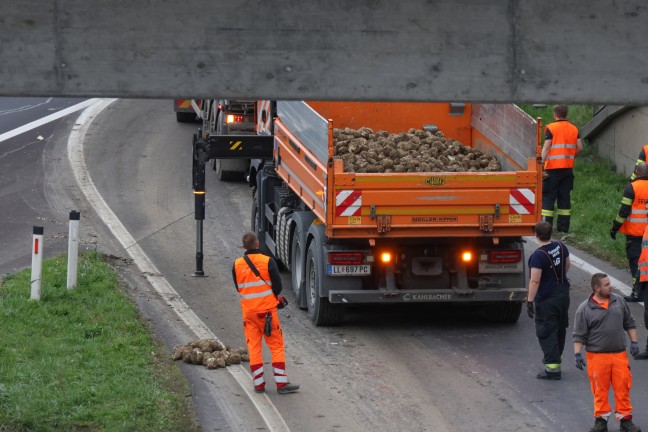 	Rübenernte auf Autobahn: LKW verlor Teil seiner Ladung auf Auffahrt zur Innkreisautobahn bei Wels