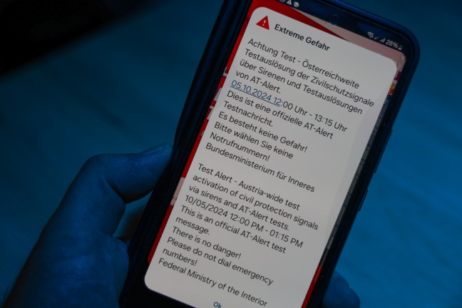 	Österreichweiter Zivilschutz-Probealarm aller Sirenen mit "AT-Alert"-Auslösung am 05.10.2024