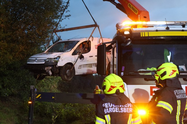 	Verkehrsunfall: Kleintransporter neben Steyrer Straße bei Hargelsberg in Sträuchern gelandet