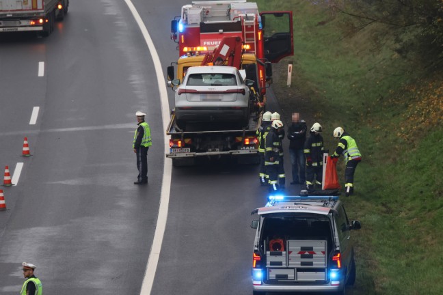 	Einsatzkrfte nach Unfall zu E-Auto-Brand auf Innkreisautobahn in Kematen am Innbach alarmiert