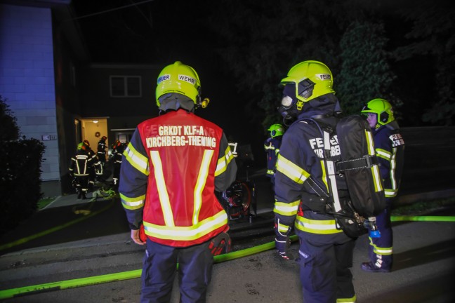 	Einsatzkrfte der Feuerwehr zu kleinerem Brand im Keller eines Hauses in Kirchberg-Thening gerufen