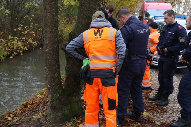 	Feuerwehreinsatz: Bergung mehrerer versenkter Gegenstnde aus dem Grnbach in Wels-Neustadt