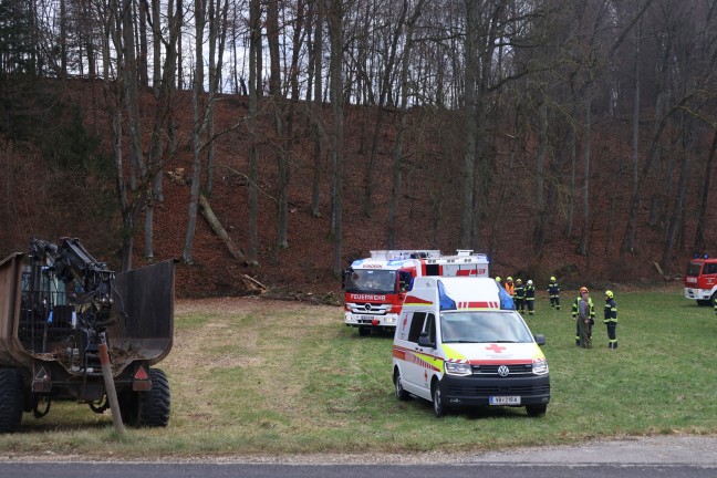 Personenrettung nach schwerem Forstunfall in Desselbrunn