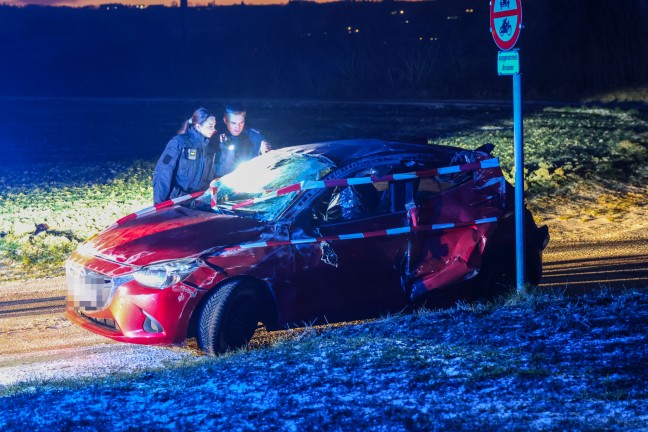 Unfall in Nubach: Auto landet nach berschlag in der Nachbargemeinde Schlierbach