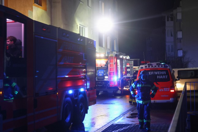 Nchtlicher Einsatz dreier Feuerwehren bei Brand in einer Betreuungseinrichtung in Leonding