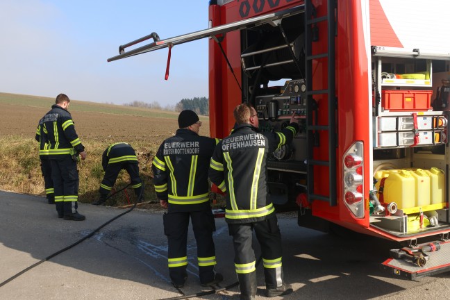 Katze in Offenhausen durch Einsatzkrfte der Feuerwehr aus Kanalrohr gerettet