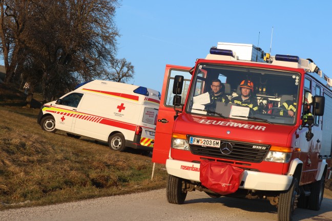 Personenrettung: Notarzthubschrauber, Rettung und Feuerwehr nach Forstunfall in Kirchham im Einsatz