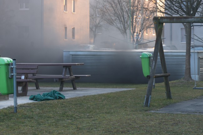 Brandeinsatz in der Tiefgarage einer Wohnanlage in Wels-Neustadt