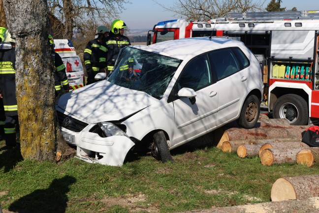 Frontalcrash gegen Baum: Verkehrsunfall in Schllberg fordert zwei Schwerverletzte