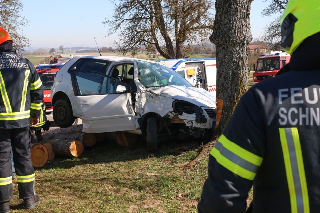 Frontalcrash gegen Baum: Verkehrsunfall in Schllberg fordert zwei Schwerverletzte