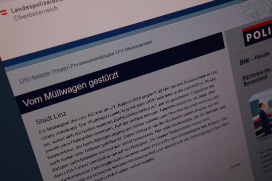 Linz-Urfahr: Arbeiter (38) erlag nach Sturz von Mllauto seinen schweren Kopfverletzungen