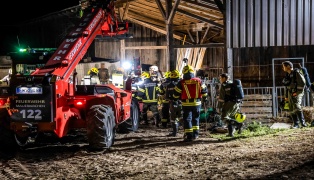 Einsatz zweier Feuerwehren: Pferd auf Bauernhof in Moosbach in Gllegrube gestrzt